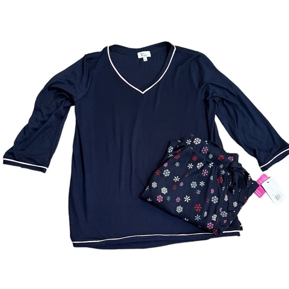 Kim Rogers Harbor Blue & Snowflake Lounge/PJs Size L - Picture 1 of 11